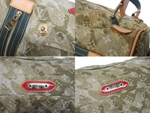 極美品 LOUIS VUITTON ルイヴィトン モノグラモフラージュ リス ボストンバッグ カーキ 村上隆 デニム 08AW M95771 中古 4b005762