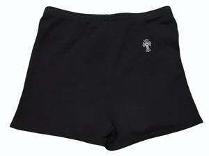 極美品 CHROME HEARTS クロムハーツ ショーツ ショートパンツ サイズS ブラック ホワイト CHクロス ロゴ刺繍 中古 4b005763