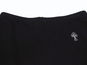 極美品 CHROME HEARTS クロムハーツ ショーツ ショートパンツ サイズS ブラック ホワイト CHクロス ロゴ刺繍 中古 4b005763