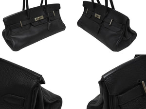 極美品 HERMES エルメス ショルダーバーキン トリヨンクレマンス ◻︎H刻 ゴルチェ期 ブラック シルバー金具 中古 4b005764