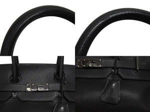 極美品 HERMES エルメス ショルダーバーキン トリヨンクレマンス ◻︎H刻 ゴルチェ期 ブラック シルバー金具 中古 4b005764