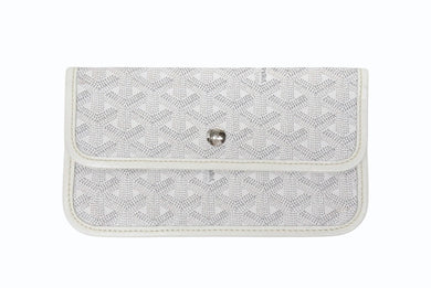 GOYARD ゴヤール ポーチ ポシェット 小物入れ PVC レザー ホワイト グレー マーカージュアート サンルイ シルバー金具 美品 中古 4b005765