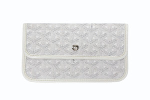 GOYARD ゴヤール ポーチ ポシェット 小物入れ PVC レザー ホワイト グレー マーカージュアート サンルイ シルバー金具 美品 中古 4b005765