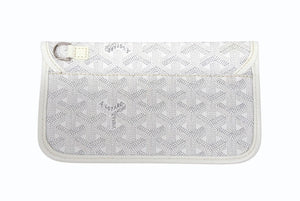 GOYARD ゴヤール ポーチ ポシェット 小物入れ PVC レザー ホワイト グレー マーカージュアート サンルイ シルバー金具 美品 中古 4b005765