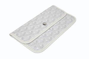 GOYARD ゴヤール ポーチ ポシェット 小物入れ PVC レザー ホワイト グレー マーカージュアート サンルイ シルバー金具 美品 中古 4b005765
