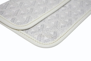 GOYARD ゴヤール ポーチ ポシェット 小物入れ PVC レザー ホワイト グレー マーカージュアート サンルイ シルバー金具 美品 中古 4b005765