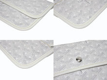 Load image into Gallery viewer, GOYARD ゴヤール ポーチ ポシェット 小物入れ PVC レザー ホワイト グレー マーカージュアート サンルイ シルバー金具 美品 中古 4b005765