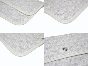 GOYARD ゴヤール ポーチ ポシェット 小物入れ PVC レザー ホワイト グレー マーカージュアート サンルイ シルバー金具 美品 中古 4b005765
