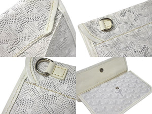 GOYARD ゴヤール ポーチ ポシェット 小物入れ PVC レザー ホワイト グレー マーカージュアート サンルイ シルバー金具 美品 中古 4b005765