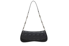 Load image into Gallery viewer, Dior ディオール カナージュ ショルダーバッグ ダークグレー デニム レザー コンビ チェーンストラップ ブラック 黒 美品 中古 4b005768