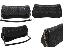 Load image into Gallery viewer, Dior ディオール カナージュ ショルダーバッグ ダークグレー デニム レザー コンビ チェーンストラップ ブラック 黒 美品 中古 4b005768