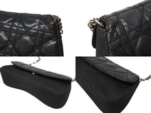 Load image into Gallery viewer, Dior ディオール カナージュ ショルダーバッグ ダークグレー デニム レザー コンビ チェーンストラップ ブラック 黒 美品 中古 4b005768