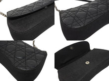 Load image into Gallery viewer, Dior ディオール カナージュ ショルダーバッグ ダークグレー デニム レザー コンビ チェーンストラップ ブラック 黒 美品 中古 4b005768