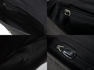 Dior ディオール カナージュ ショルダーバッグ ダークグレー デニム レザー コンビ チェーンストラップ ブラック 黒 美品 中古 4b005768