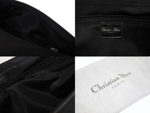 Dior ディオール カナージュ ショルダーバッグ ダークグレー デニム レザー コンビ チェーンストラップ ブラック 黒 美品 中古 4b005768