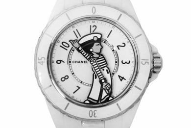 新品同様 CHANEL シャネル J12 Mademoiselle La Pausa マドモアゼル ラ パウザ 38MM 自動巻き ホワイトセラミック H7481 TKB51418 数量限定 中古 4b005772