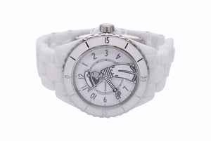 新品同様 CHANEL シャネル J12 Mademoiselle La Pausa マドモアゼル ラ パウザ 38MM 自動巻き ホワイトセラミック H7481 TKB51418 数量限定 中古 4b005772