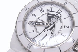 新品同様 CHANEL シャネル J12 Mademoiselle La Pausa マドモアゼル ラ パウザ 38MM 自動巻き ホワイトセラミック H7481 TKB51418 数量限定 中古 4b005772