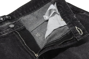 極美品 THUG CLUB サグクラブ トライバルツリーデニムパンツ トライバルデニムパンツ コットン グレー ホワイト サイズ3 中古 4b005774 