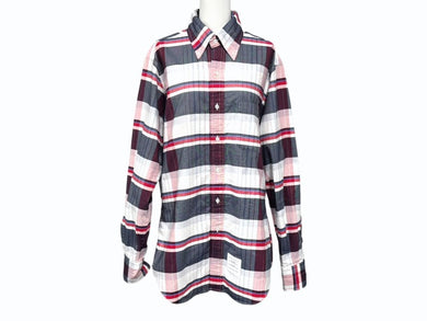 極美品 THOM BROWNE トムブラウン 長袖シャツ チェック柄 714392 USA製 コットン レッド サイズ3 中古 4b005775