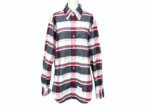 極美品 THOM BROWNE トムブラウン 長袖シャツ チェック柄 714392 USA製 コットン レッド サイズ3 中古 4b005775