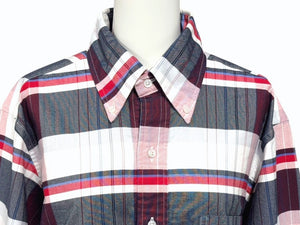 極美品 THOM BROWNE トムブラウン 長袖シャツ チェック柄 714392 USA製 コットン レッド サイズ3 中古 4b005775