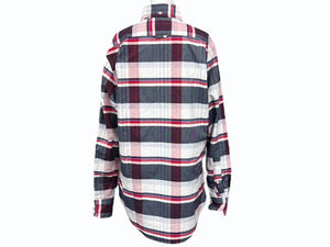 極美品 THOM BROWNE トムブラウン 長袖シャツ チェック柄 714392 USA製 コットン レッド サイズ3 中古 4b005775