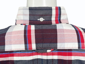 極美品 THOM BROWNE トムブラウン 長袖シャツ チェック柄 714392 USA製 コットン レッド サイズ3 中古 4b005775