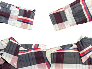 極美品 THOM BROWNE トムブラウン 長袖シャツ チェック柄 714392 USA製 コットン レッド サイズ3 中古 4b005775