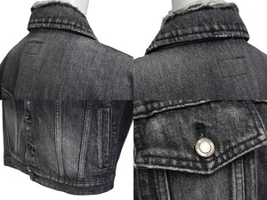 極美品 SAINT LAURENT サンローラン 18AW ウォッシュド デニム ジャケット ブラック コットン ダメージ加工 527407 サイズM 中古 4b005776