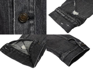 極美品 SAINT LAURENT サンローラン 18AW ウォッシュド デニム ジャケット ブラック コットン ダメージ加工 527407 サイズM 中古 4b005776