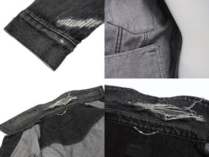 極美品 SAINT LAURENT サンローラン 18AW ウォッシュド デニム ジャケット ブラック コットン ダメージ加工 527407 サイズM 中古 4b005776
