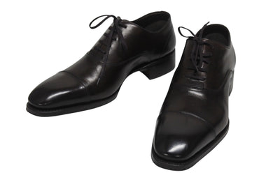 未使用 TOM FORD トムフォード ジャンニ レザー オックスフォード シューズ ジャンニ レザー オックスフォード ブラウン サイズ8 1/2 中古 4b005778 