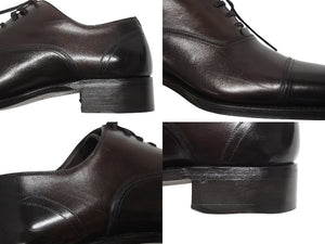 未使用 TOM FORD トムフォード ジャンニ レザー オックスフォード シューズ ジャンニ レザー オックスフォード ブラウン サイズ8 1/2 中古 4b005778 