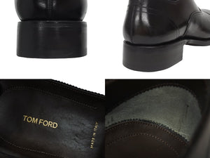 未使用 TOM FORD トムフォード ジャンニ レザー オックスフォード シューズ ジャンニ レザー オックスフォード ブラウン サイズ8 1/2 中古 4b005778 