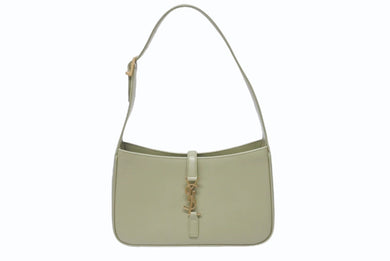極美品 SAINT LAURENT PARIS サンローランパリ ホーボー ハンドバッグ LE 5 A 7 ミニ 7103182R20W3798 グリーン 新型 レザー 中古 4b005782