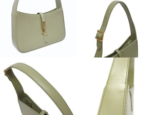 極美品 SAINT LAURENT PARIS サンローランパリ ホーボー ハンドバッグ LE 5 A 7 ミニ 7103182R20W3798 グリーン 新型 レザー 中古 4b005782