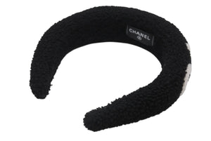 新品未使用 CHANEL シャネル カチューシャ ブランドロゴ ヘアアクセサリー ムートン ブラック ホワイト 中古 4b005785