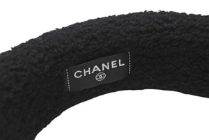 新品未使用 CHANEL シャネル カチューシャ ブランドロゴ ヘアアクセサリー ムートン ブラック ホワイト 中古 4b005785