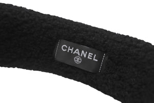 新品未使用 CHANEL シャネル カチューシャ ブランドロゴ ヘアアクセサリー ムートン ブラック ホワイト 中古 4b005785