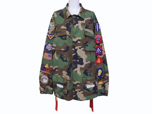 OFF WHITE オフホワイト Sahariana Jacket カモ柄 デニムジャケット デニムシャツ ワッペン 刺繍 迷彩 サイズS 美品 中古 4b005789