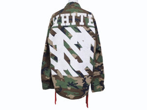 OFF WHITE オフホワイト Sahariana Jacket カモ柄 デニムジャケット デニムシャツ ワッペン 刺繍 迷彩 サイズS 美品 中古 4b005789