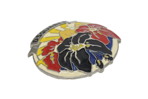 DSQUARED2 ディースクエアード ベルトバックル ロゴ 花柄 メタル アイボリー 139g シルバー金具 良品 中古 4b005791