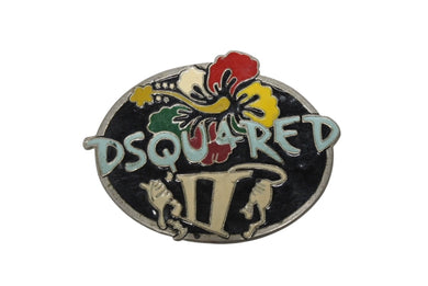 DSQUARED2 ディースクエアード ベルトバックル ロゴ 花柄 メタル マルチカラー シルバー金具 良品 中古 44b005792