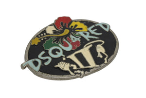 DSQUARED2 ディースクエアード ベルトバックル ロゴ 花柄 メタル マルチカラー シルバー金具 良品 中古 44b005792
