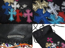 Load image into Gallery viewer, 極美品 CHROME HEARTS クロムハーツ スクエア クロスポシェット フリンジ ショルダーバッグ セメタリー クロスパッチ マルチカラー ブラック 中古 4b005793