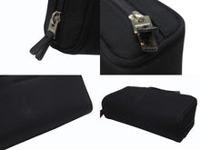 Load image into Gallery viewer, 極美品 BURBERRY バーバリー ロゴ 化粧ポーチ ミニハンドバッグ コットン レザー ブラック シルバー金具 中古 4b005795