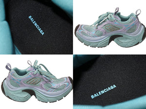 新品同様 BALENCIAGA バレンシアガ 6XL メッシュ ローカットスニーカー 靴 815859 ブルー サイズ41 中古 4b005812