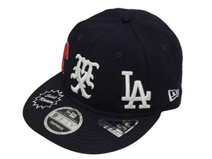 未使用 SAINT MICHAEL × NEW ERA × MLB セントマイケル ニューエラ 59fifty スナップバック 東京シリーズ限定キャップ カブス ドジャース ネイビー 中古 4b005815 
