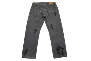 新品未使用 CHROME HEARTS クロムハーツ セメタリー クロスパッチ デニム パンツ リーバイス LEVI`S 501 オーダー サイズ36 ブラック 中古 4b005822